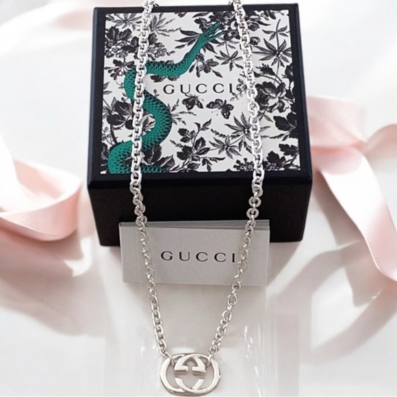 Gucci Sterling Silver Necklace Double G New in Gift Box With Pouch - Picture 1 of 12
